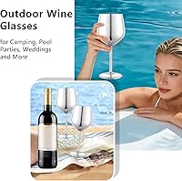 Vista 6 de Juego de 4 copas de vino de acero inoxidable irrompibles de 18 onzas, copas de vino de metal únicas para exteriores, viajes, camping, piscina