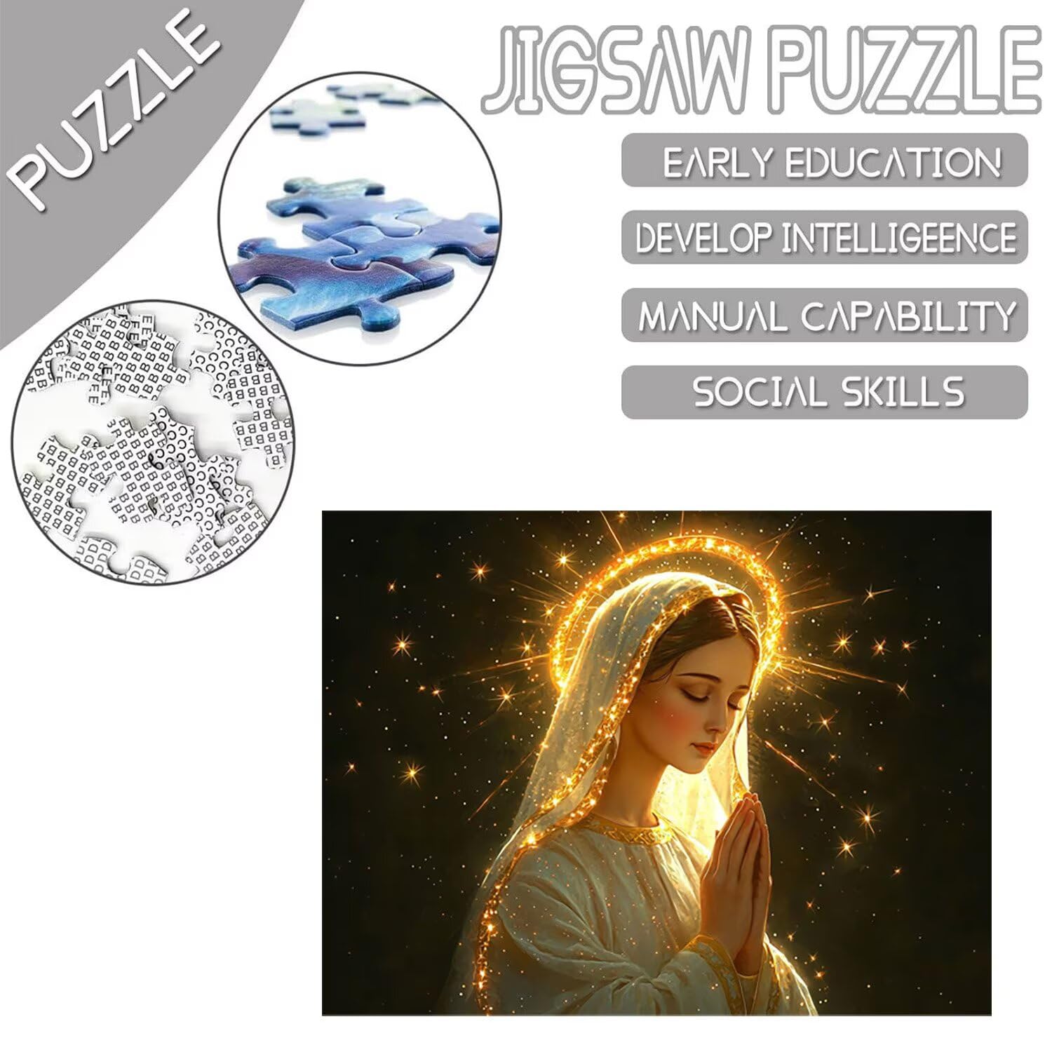 Puzzle de 1500 Piezas Puzzle Adultos 87x57cm Juego Educativo Regalos Rompecabezas para Adultos y niños a Partir de 14 Años, Regalo Creativo para la Relajación - (Virgen de Las Estrellas) t-871