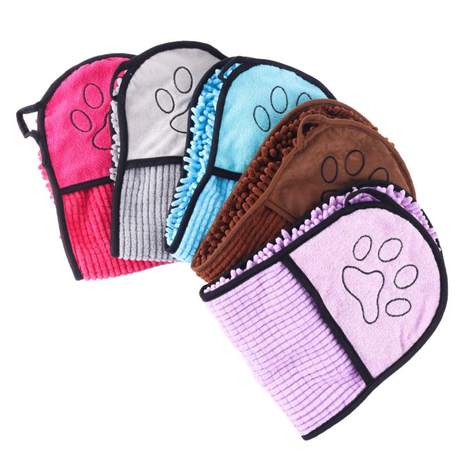 Hundehandtuch Handschuh Hund Katze Schnell-Trocknendes Korallenfleece Handtuch Badehandtuch mit Taschen, 60x22CM Weiches Saugfähiges Haustier Hundehandtuch (5er Set,60x22CM)