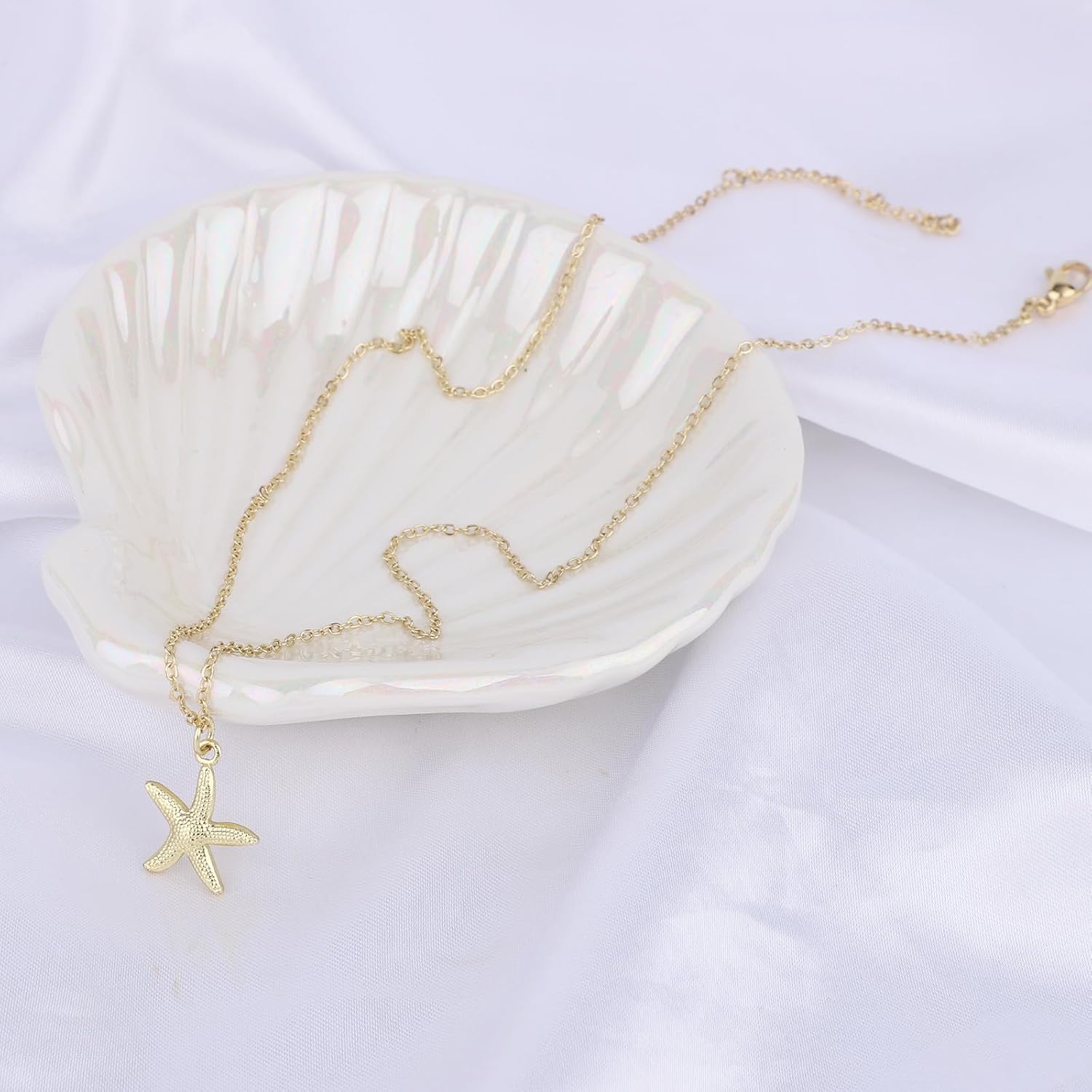 Mikovivi Gold Starfish Necklace, Adjustable Star fish Pendant Necklace Dainty Ocean Beach Beachy Summer Vacation Jewelry Charm for Women Bohemian Decorations and Anniversary Birthday Jewelry Gifts image 5