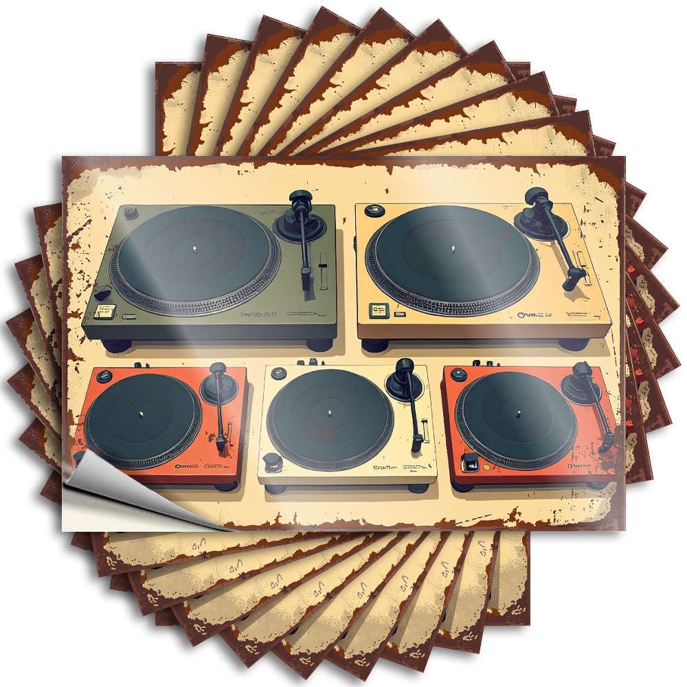 Decor for Man Cave Friends Saying - Vintage Turntables Collection Hat Waterproof Vinyl Sticker(12X18CM)