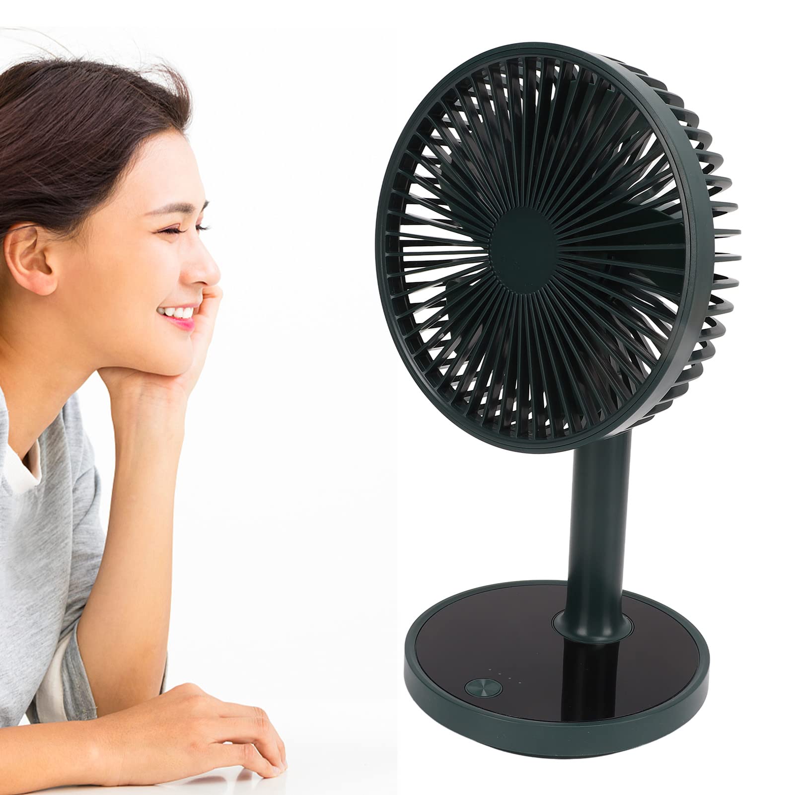 Multifunctional USB Desktop Fan - 4 Adjustable Speeds, Low Noise, Portable Table Fan for Home, Office, and Outdoor Camping(Green)