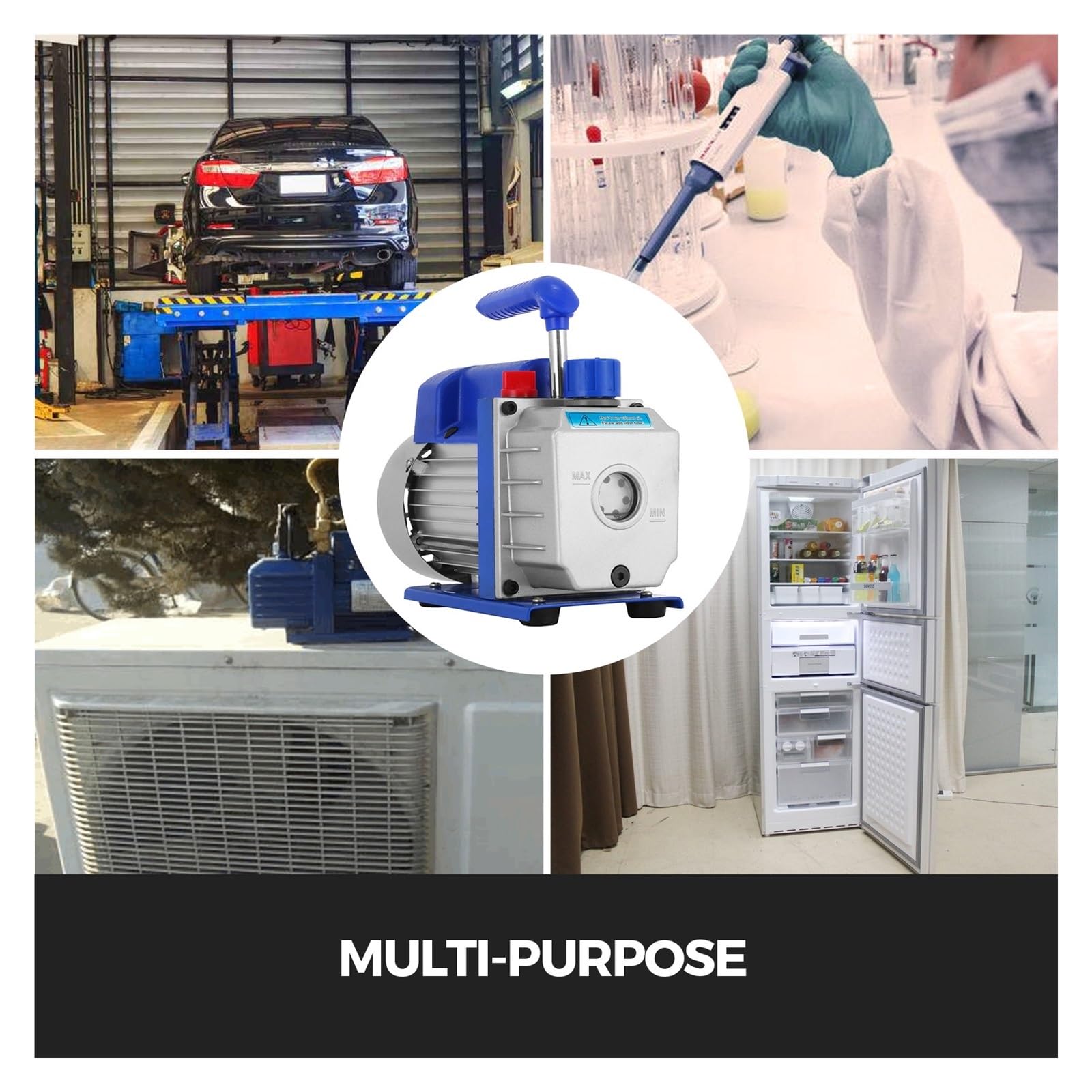 Vakuumpumpe, Luftvakuumpumpe, 2,5 CFM Kältemittel-Vakuumpumpe, 1 Stufe, 1–4 PS, HVAC-Vakuumpumpe for die Wartung von Haushaltsklimaanlagen und Automobilen für HVAC/Autoreparatur und -wartung