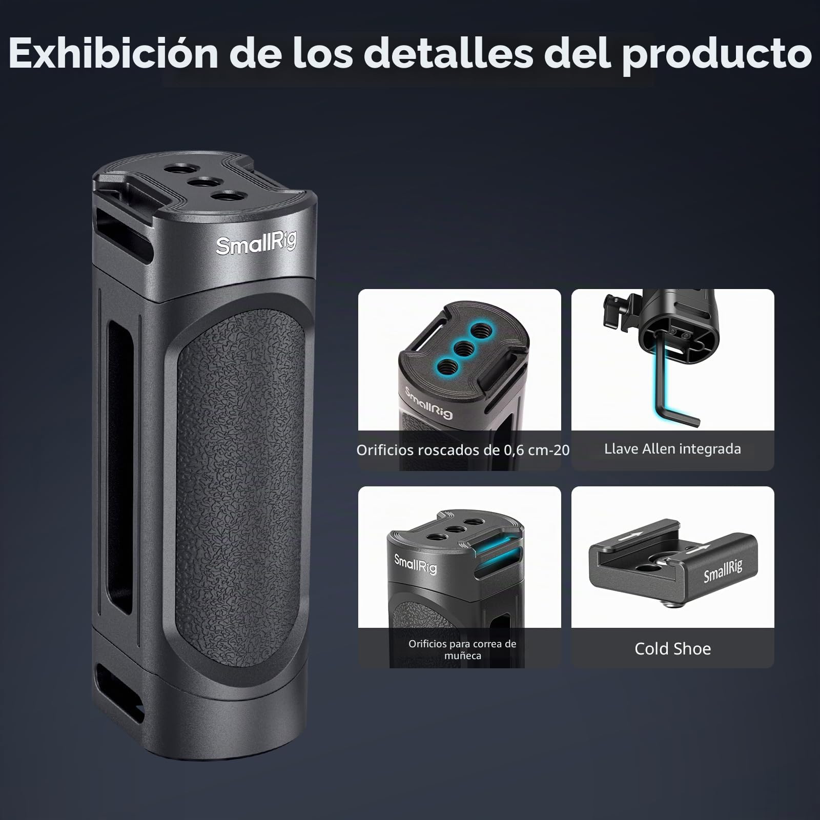 SMALLRIG Mini cámara lateral con OTAN y tornillos 1/4"-20, para manos izquierda y derecha, con agujeros de rosca y correas
