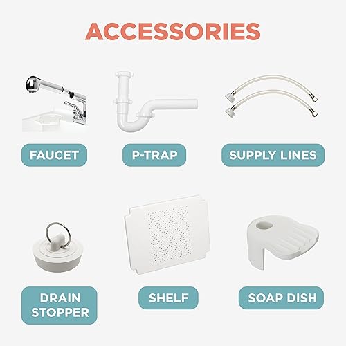 Miniatura 7 de Zenna Home ErgoTub ELT2006W Utility tina no empotrada utilitaria para lavadero con llave extraíble color blanco