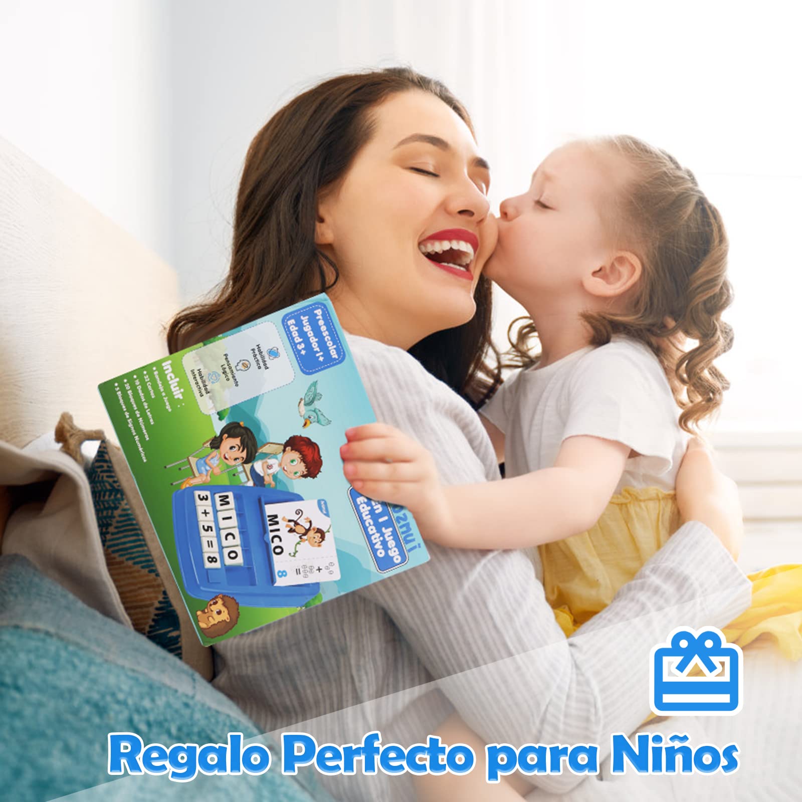 Joozmui Juguetes Niños 3 4 5 6 7 8 Años, Juegos Educativos Niños 3-10 Años Regalo Niña 3-11 Año Juegos para Niño Juguete Niña Aprender a Leer Juguete Montessori Scrabble Español