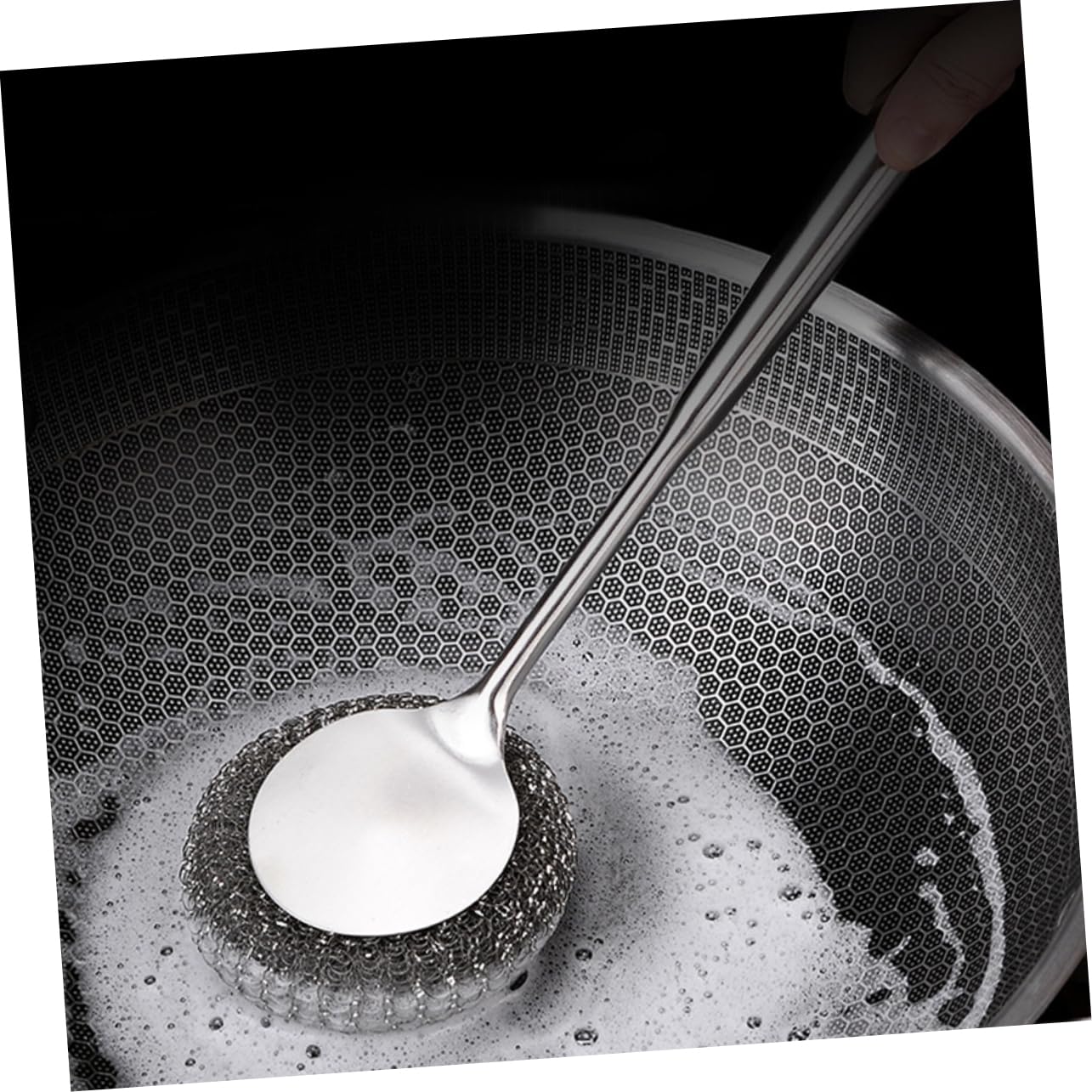 Cabilock 4 Piezas Cepillo para Sartenes De Acero Inoxidable Exfoliante para Limpiar para Lavar Platos Estropajos De Cocina para Platos Cepillo para Fregar Platos Silver Acero Inoxidable 304