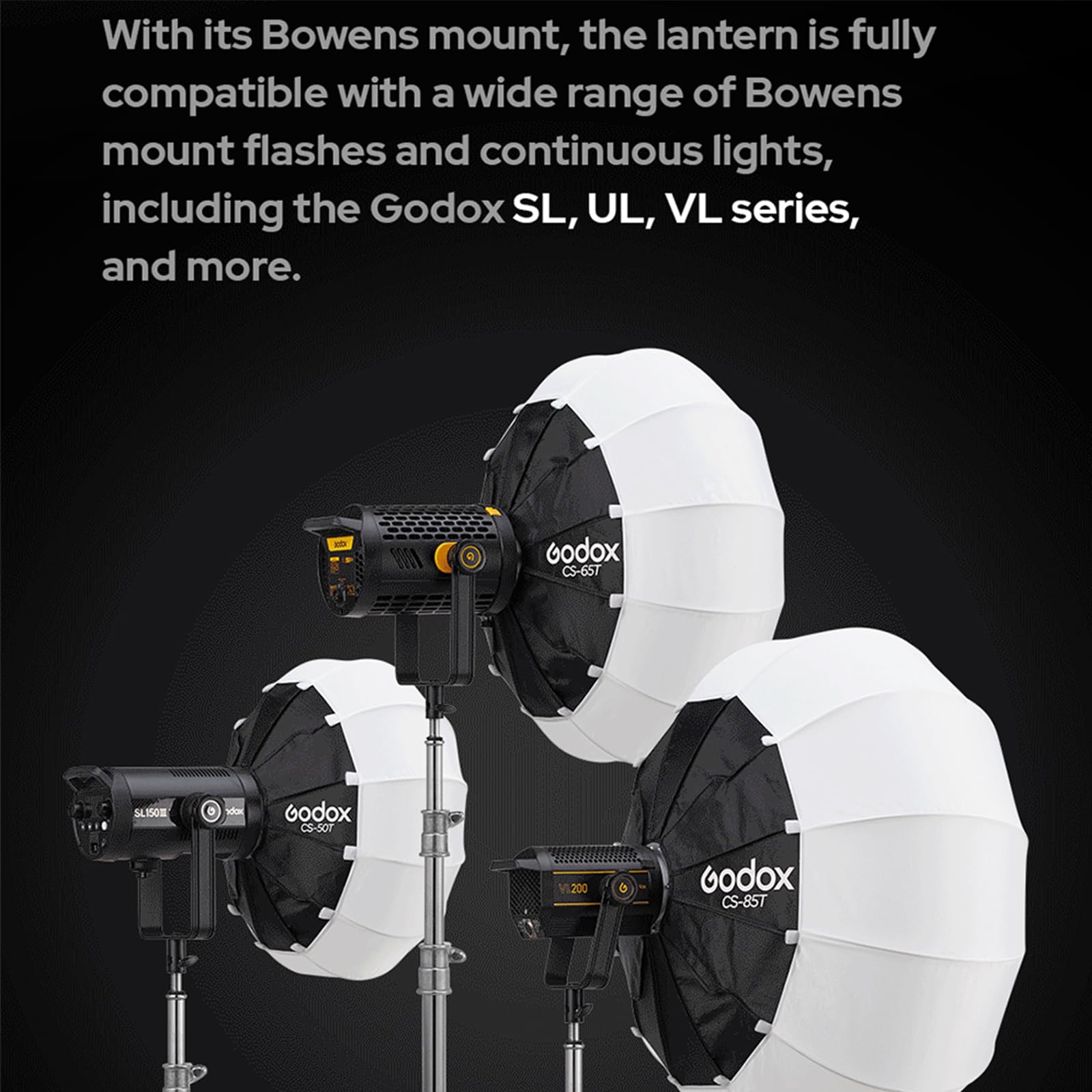 GODOX CS-65T 65cm Lantern Softbox Modificador fotográfico y Suave luz para Godox MS200-V MS300-V SK400II-V DP400III-V DP600III-V SL60W SL60IID SL60IIBi SL100D SL100Bi y Otro Studio Video Light