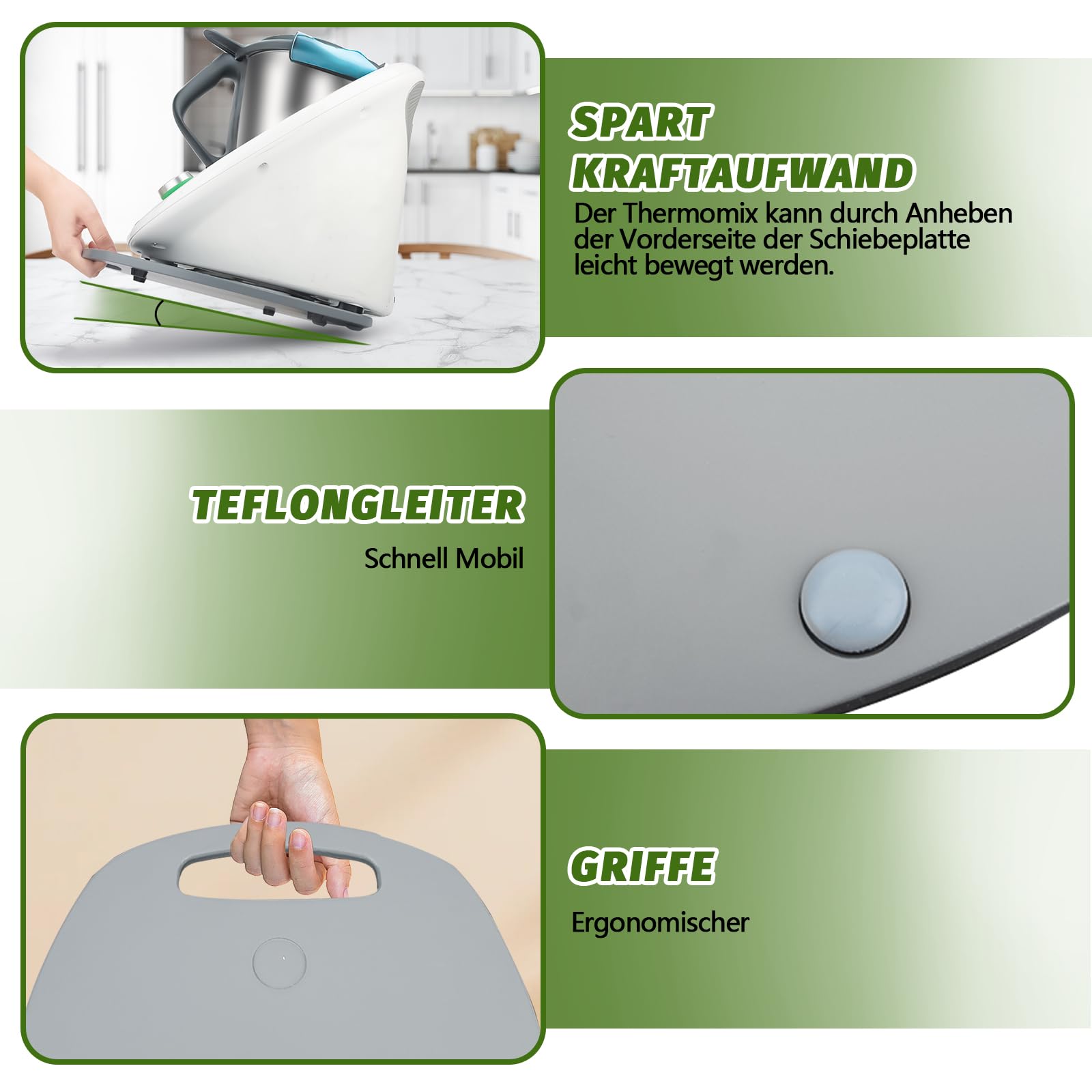 Planche Coulissante Bambou Pour Thermomix TM6 TM5 - Déplacement Facile Et Stable