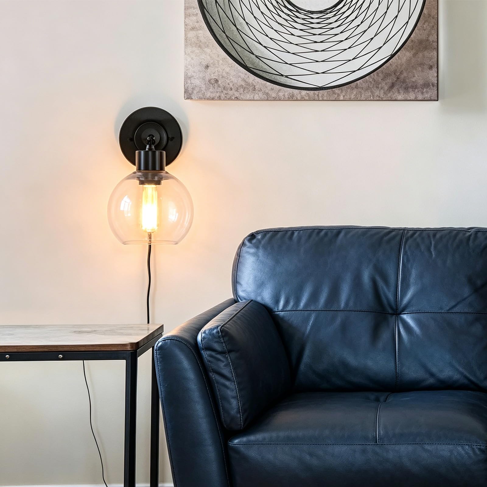 E27 Innen Wandleuchten mit Schalter und Steckdose Wandbeleuchtung 180° Drehung Vintage Industrie Wandleuchte für Wohnzimmer Schlafzimmer Nachttisch Flur (ohne Glühbirne) (Schwarz,2 Stück)