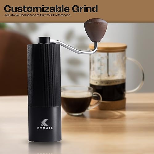 Miniatura 7 de Molinillo manual de café de 7 estrellas, de acero inoxidable 420, con capacidad de 1.06 oz, grosor ajustable para expreso, café por goteo y prensa
