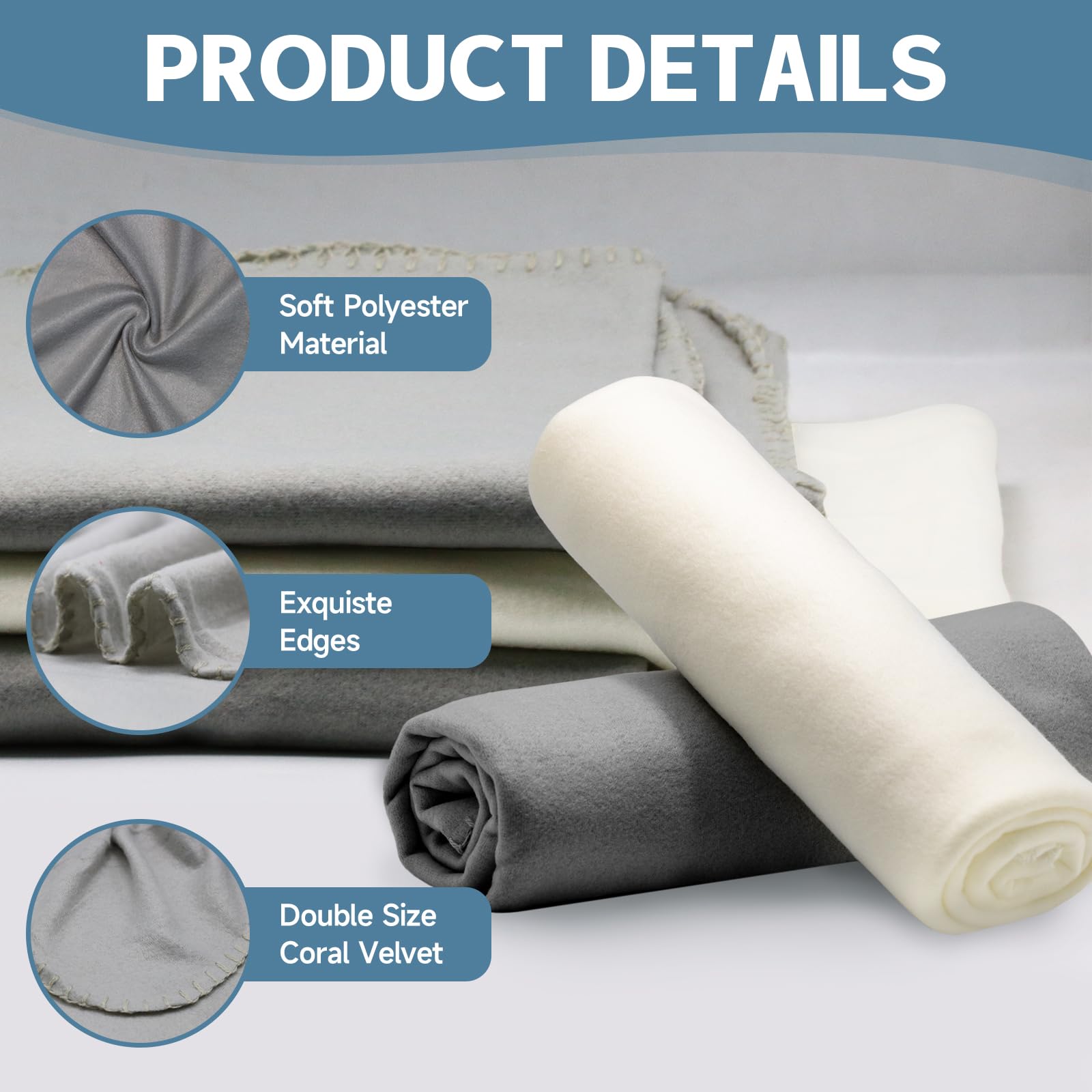 12 Mantas de Forro Polar a Granel de 60 x 50 Pulgadas, Mantas Suaves de Tela cálida y Ligera, Manta de Lana acogedora para Camas, sofás, hogar, Boda, Temporada (Beige + Gris Claro)