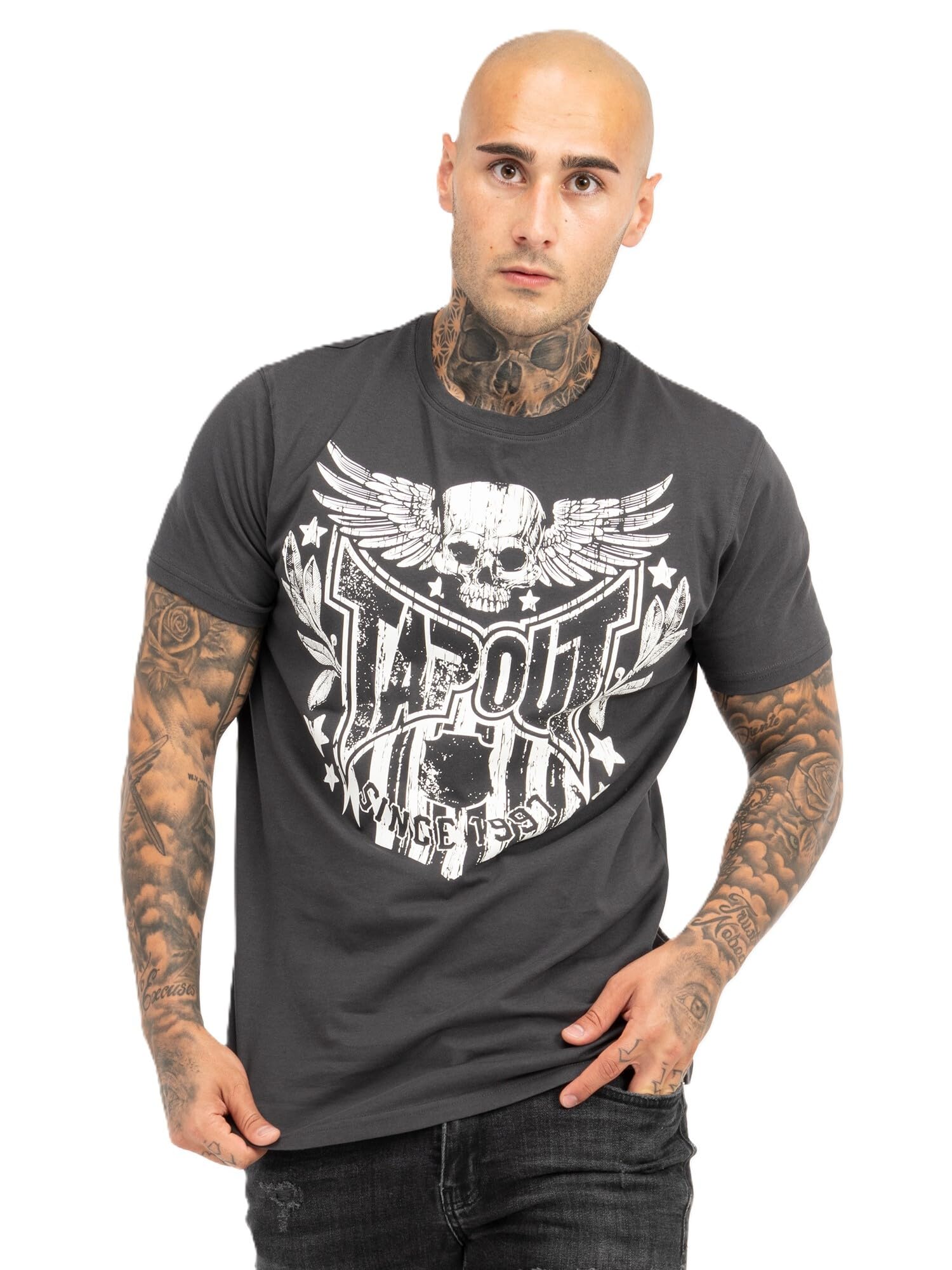 Tapout Men's Westlake T-Shirt, Anthracite/Off-White, S