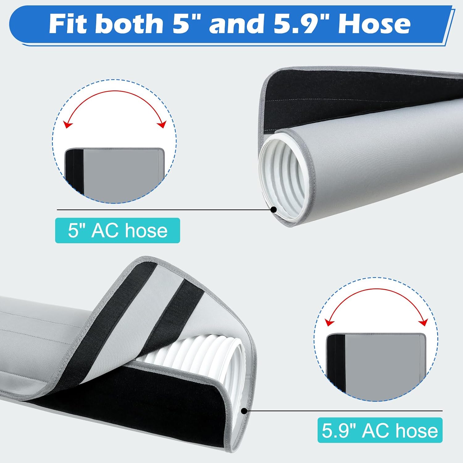 tonhui Portable AC Insulated Hose Cover, Air Conditioner Hose Cover Heat Insulated AC Hose Cover Wrap for 5" & 5.9" Diameter Exhaust Hoses Tube
