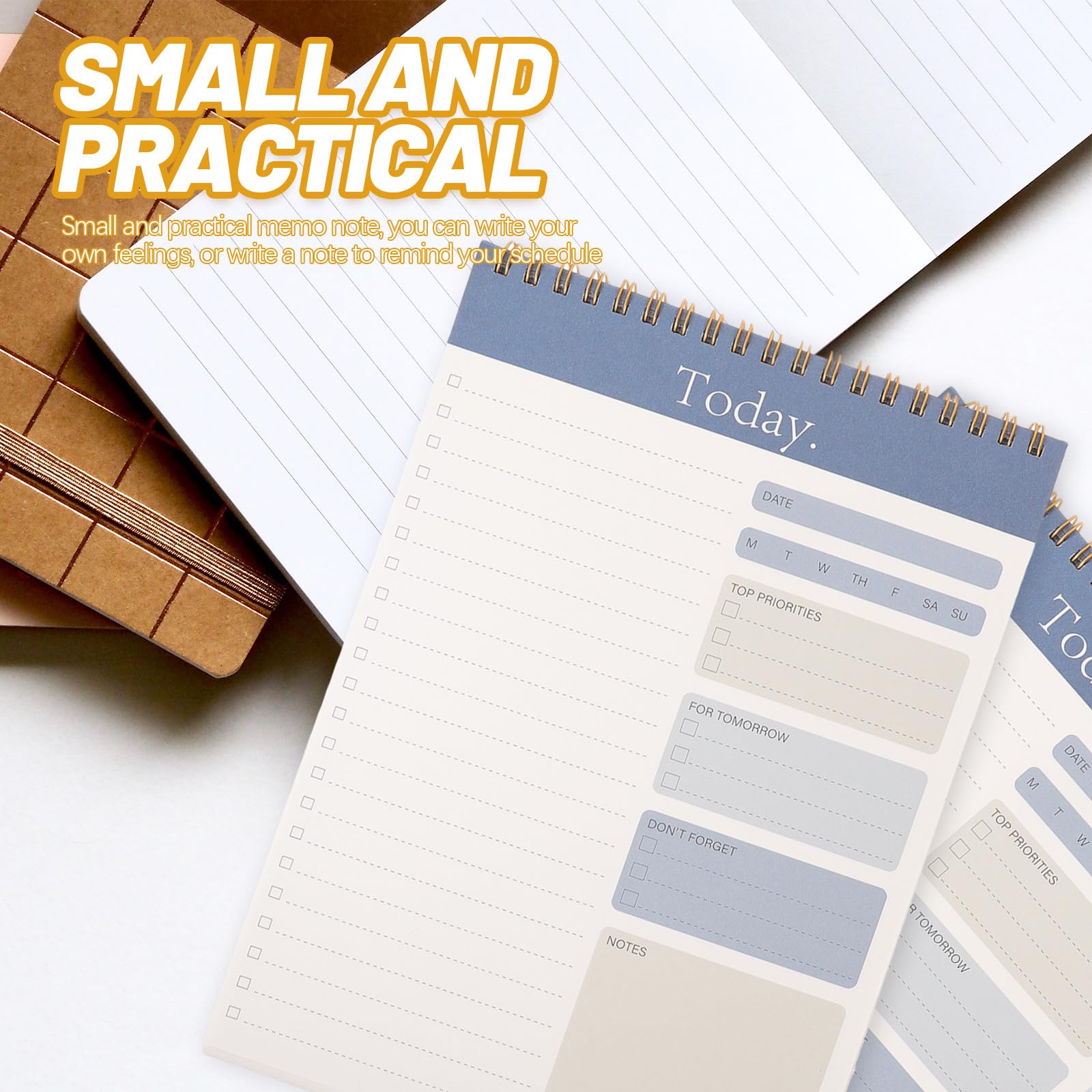 Lot de 3 Blocs-notes Détachables pour Agenda Quotidien Spirale, Papier Portable et Design Antidérapant, pour Planifier Vos Activités et Études