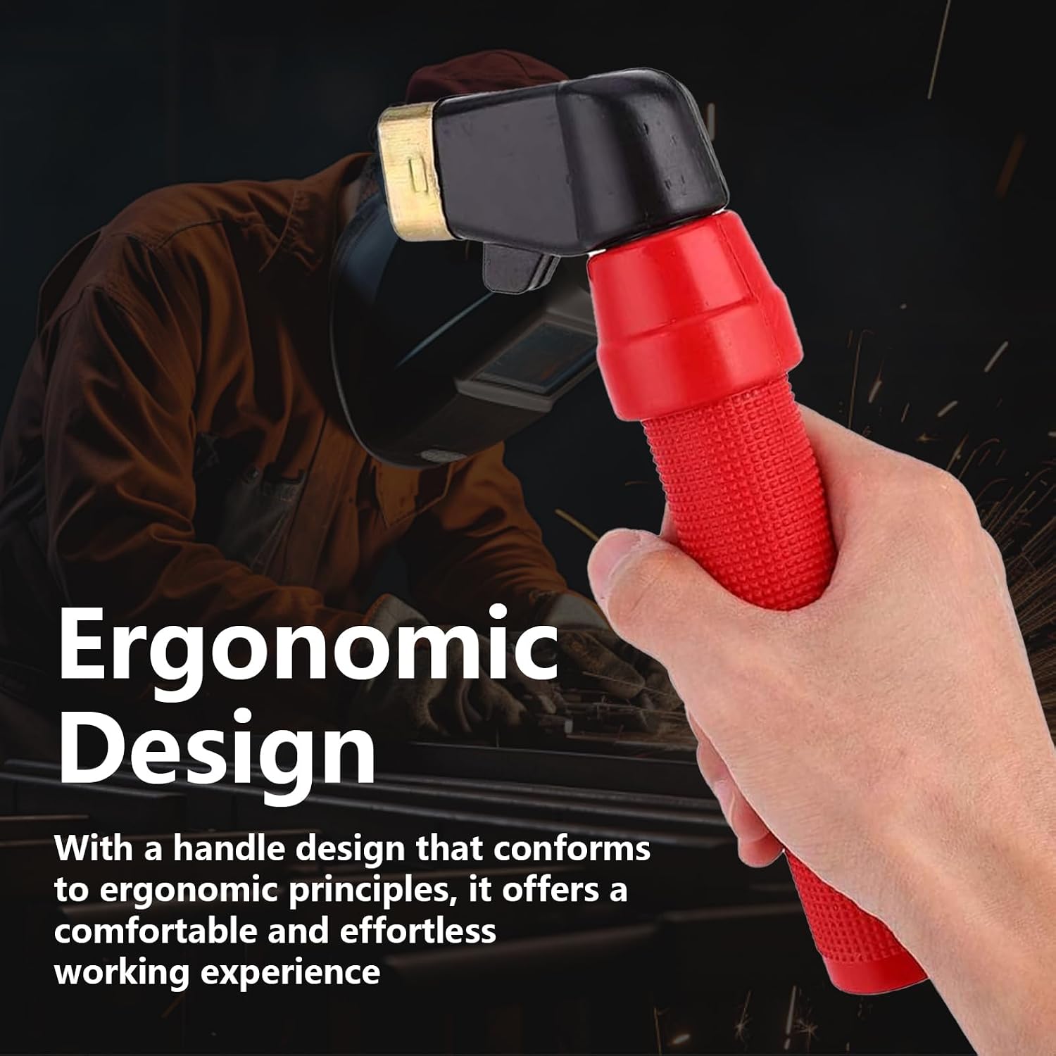 400A Welding Electrode Holder, Pure Copper Arc Rod Welding Electrode Clamp with Insulated Handle, Red Welding Electrode Stick Rod Clamp for Heavy Duty Application