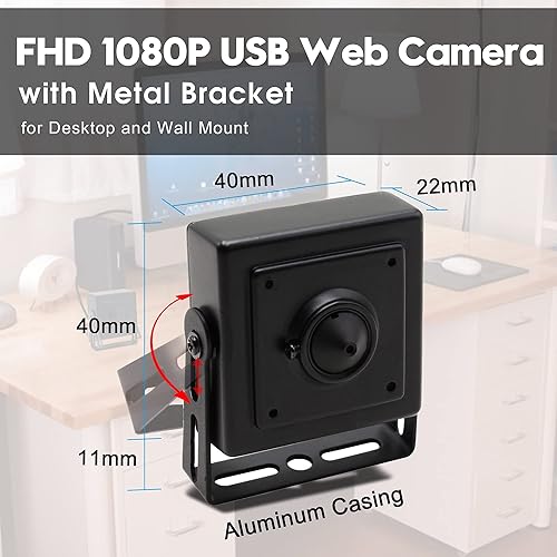 Miniatura 37 de SVPRO Cámara web USB 1080P con lente ojo de pez 180, cámara de poca luz de 2MP con sensor Sony IMX323, carcasa de aluminio, H.264 Lente ojo de pez