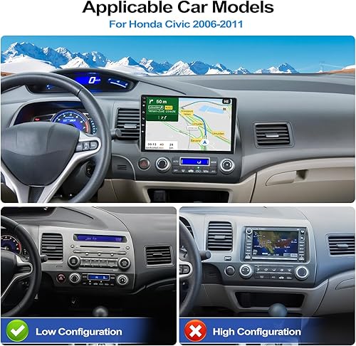 Miniatura 2 de CAMECHO Android 13 Estéreo de coche para Honda Civic 2006 2007 2008 2009 2010 2011, 10.1 pulgadas pantalla táctil inalámbrica Carplay Android Auto