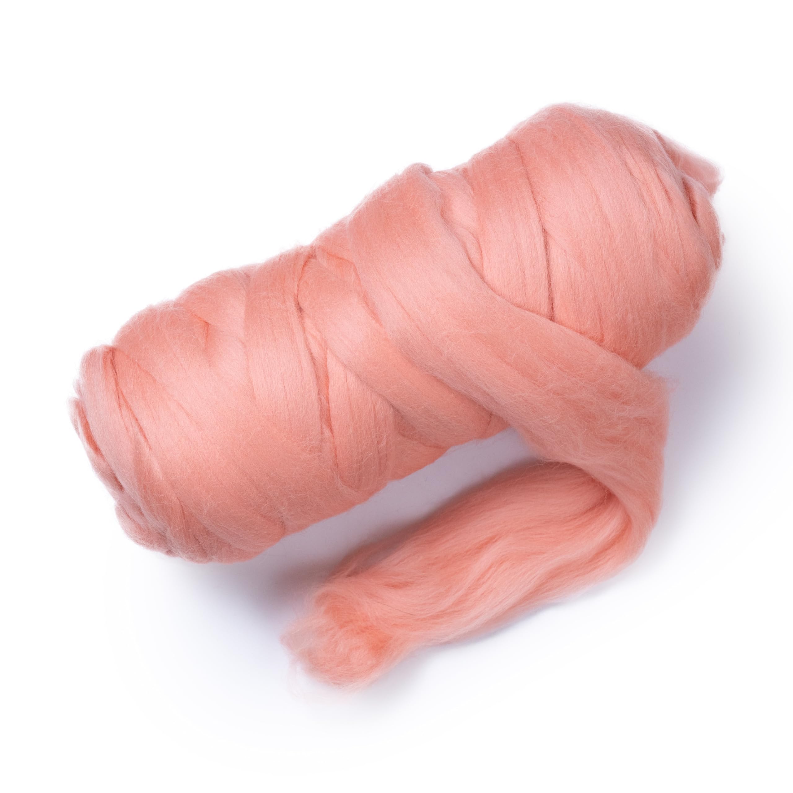 Colored Natural Wool roving, 1 lb. Best Wool for Needle Felting, Wet Felting, handcrafts and Spinning. (Salmon Pink, 1 lb)