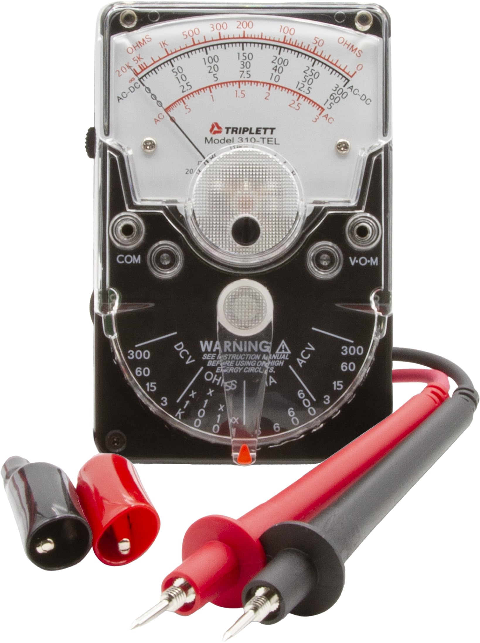 Triplett 3067 (Modelo 310-TEL) Voltímetro analógico de tamaño manual para Telco, 16 rangos y funciones