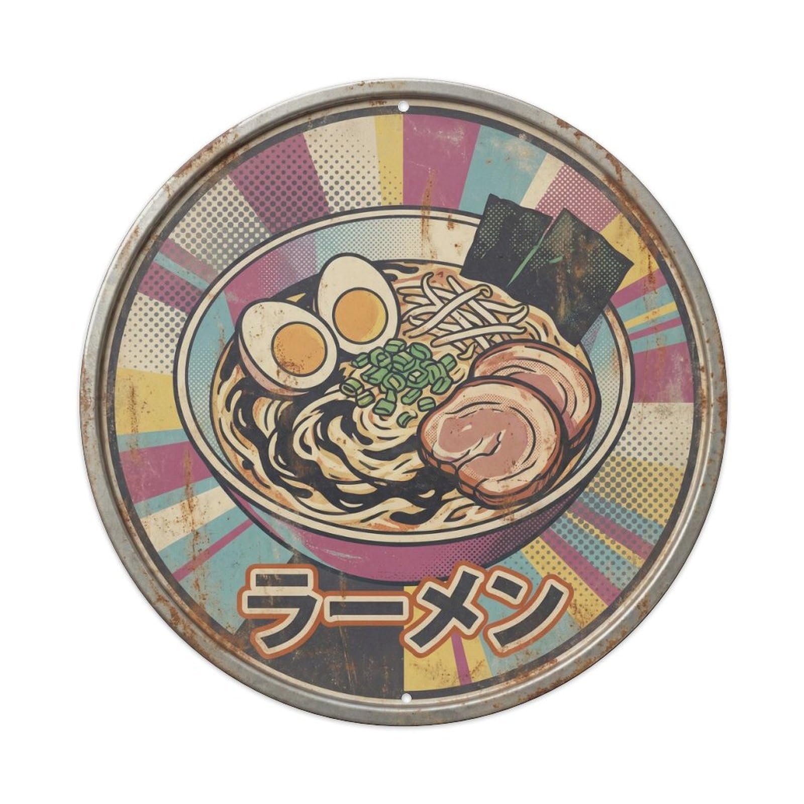 Cxhjca 8X8inch(20X20cm) Ramen Japanese Shop Graphic Screenprint Kitchen Cuisine Metal Tin Sign