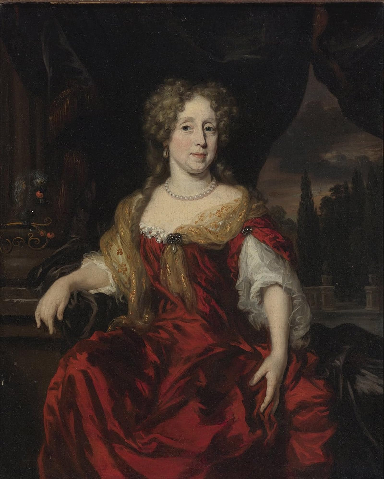 ARTXLXXBN Famous Art Print Poster Vintage Wall Art Portrait of a Lady in a Red Dress by Nicolaes Maes Canvas Art Poster for Home Decor 60x90cm