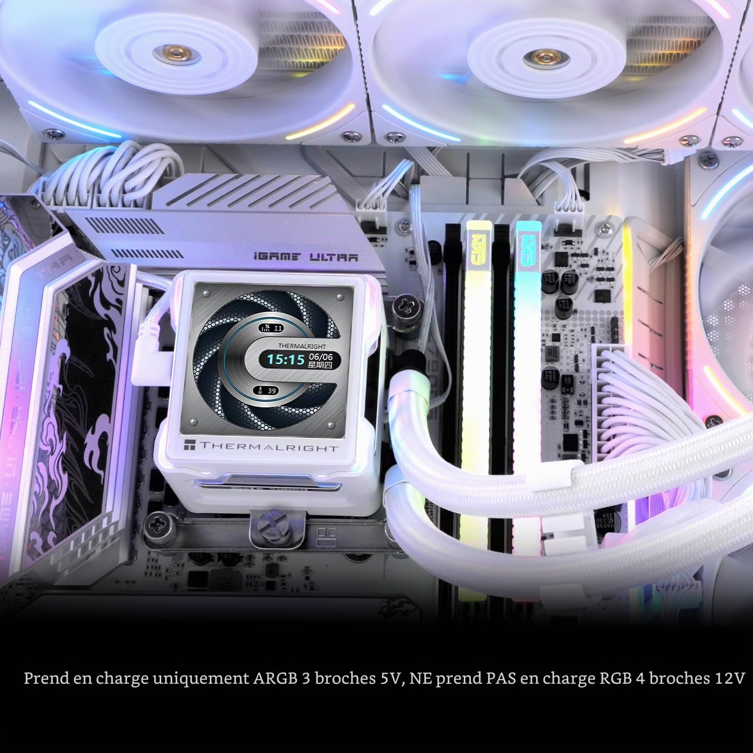 Thermalright Elite Vision 360 ARGB Ventilateur liquide CPU AIO, écran LCD IPS 320 x 320, AM4/AM5/LGA1700/1851, écran absorbant magnétique 2,73