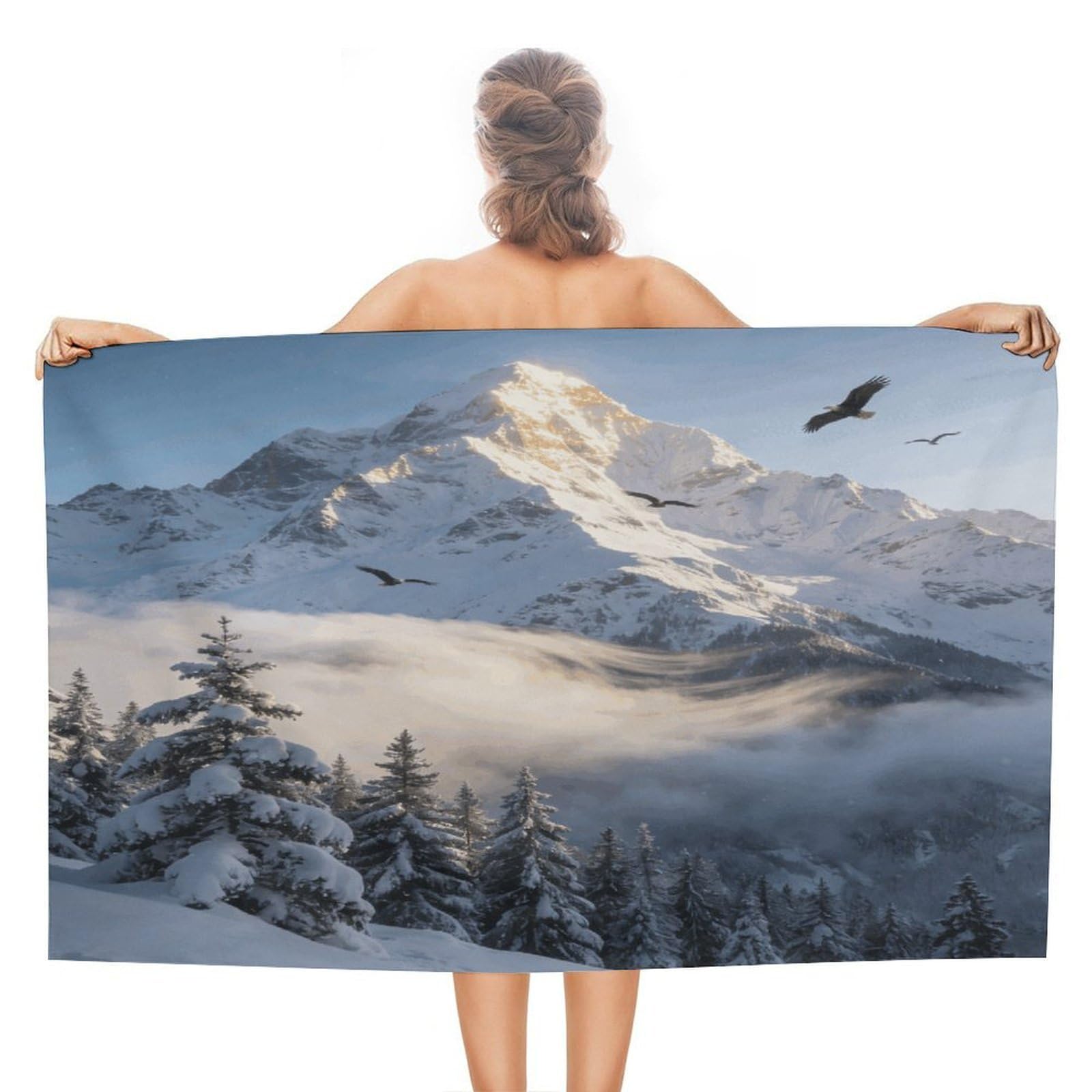 VstaDank Above The Snowy Forest Bath Towel Stylish Double-Faced Pile Travel Towel Soft Absorbent Beach Towel for Pool Swim Sports Camping Adults Gift 51X31 Inch