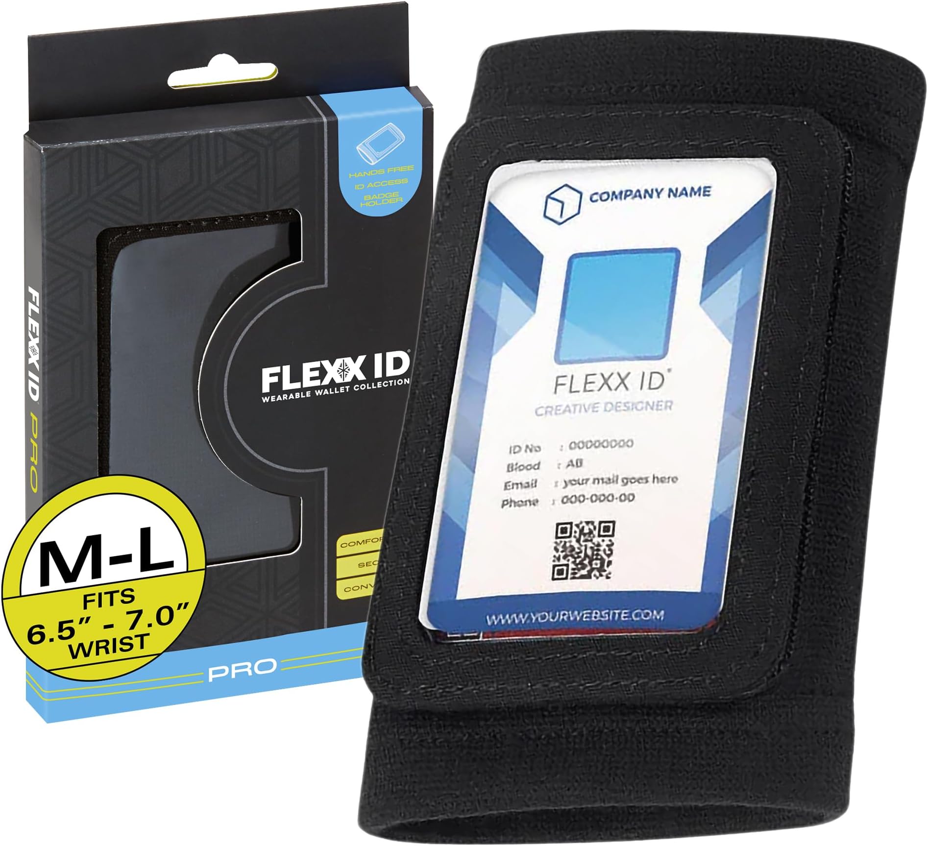 PRO: ID holder with outside zipper pocket Black