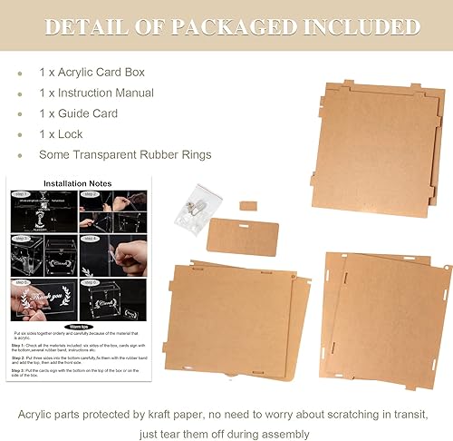 Miniatura 3 de Aytai - Caja de tarjetas de boda acrílica con cerradura, caja de tarjetas transparente para recepción de boda, caja de dinero de boda, caja de