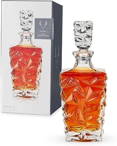 Viski Prism - Decantador de whisky, jarra de licor de cristal sin plomo, elegante juego de 1, 28.7 fl oz