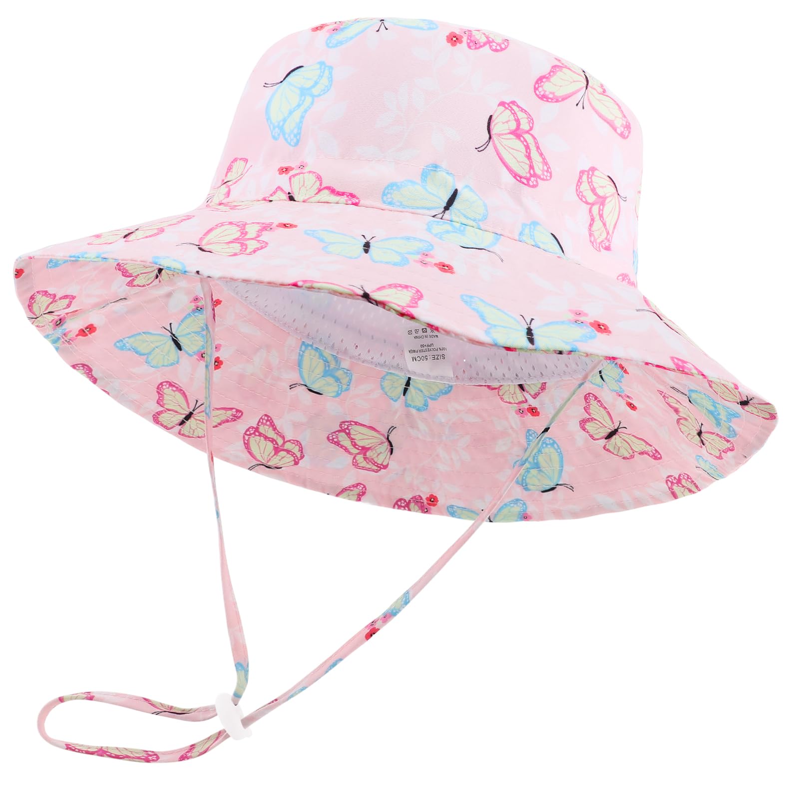 DRESHOW Baby Sun Hat Toddler Kids Sun Protection Cap Unisex Summer Bucket Hats with Chin Strap UPF 50+ for 6-24 Months