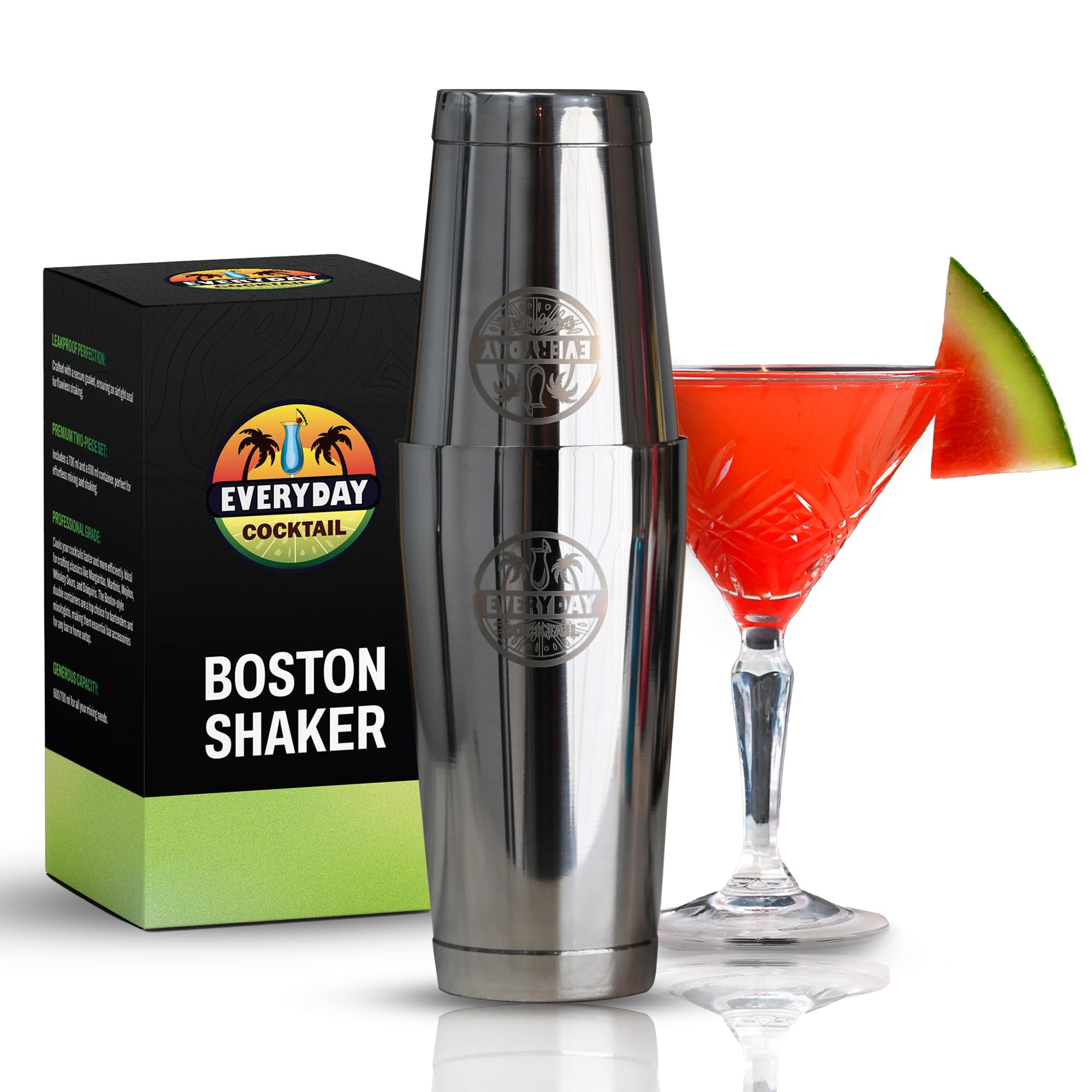 Juego de cocteleras Boston de alta calidad profesional de 18 onzas, juego de cocteleras con peso para camareros, coctelera profesional hecha de acero inoxidable de alta calidad, coctelera de Martini