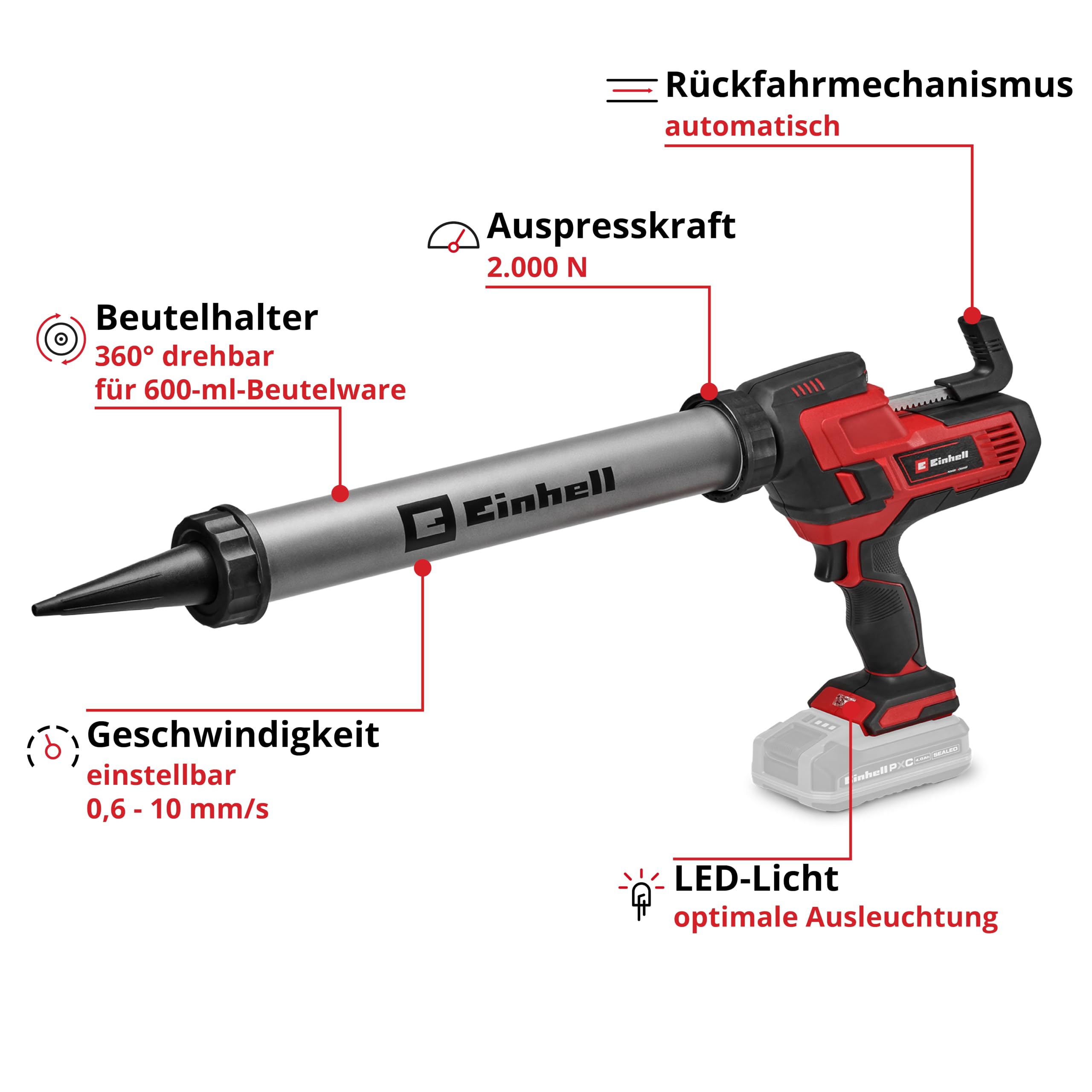 Einhell Akku-Kartuschenpistole TE-SG 18/600 B Li-Solo