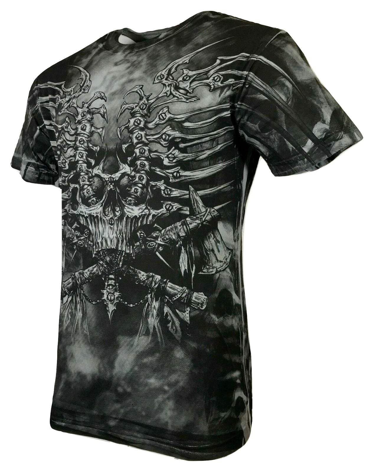 Xtreme Couture by Affliction Men T-Shirt Iron Bones Skulls Biker MMA Gym S-4X$40, Black, XL