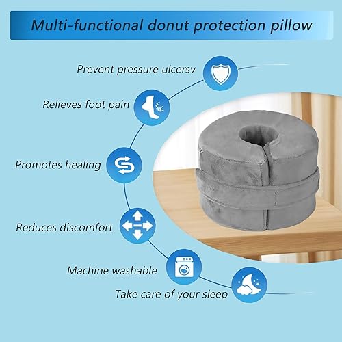 Miniatura 3 de Almohada de elevación de pie y tobillo para úlceras de cama y recuperación quirúrgica, protectores de talón de espuma de alta densidad con funda