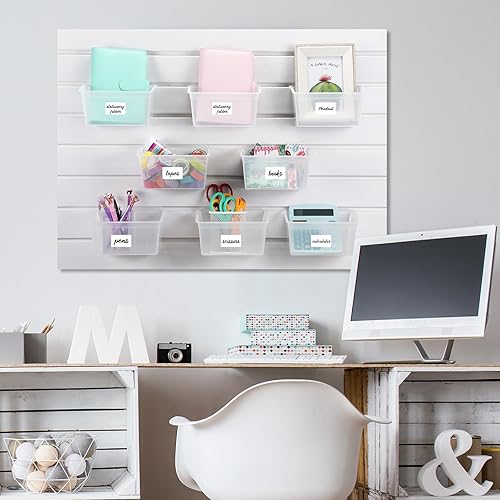 Miniatura 6 de Mifoci 12 contenedores de almacenamiento para PVC Slatwall de plástico con calcomanías, bolígrafos, accesorios para organizar hardware, herramientas