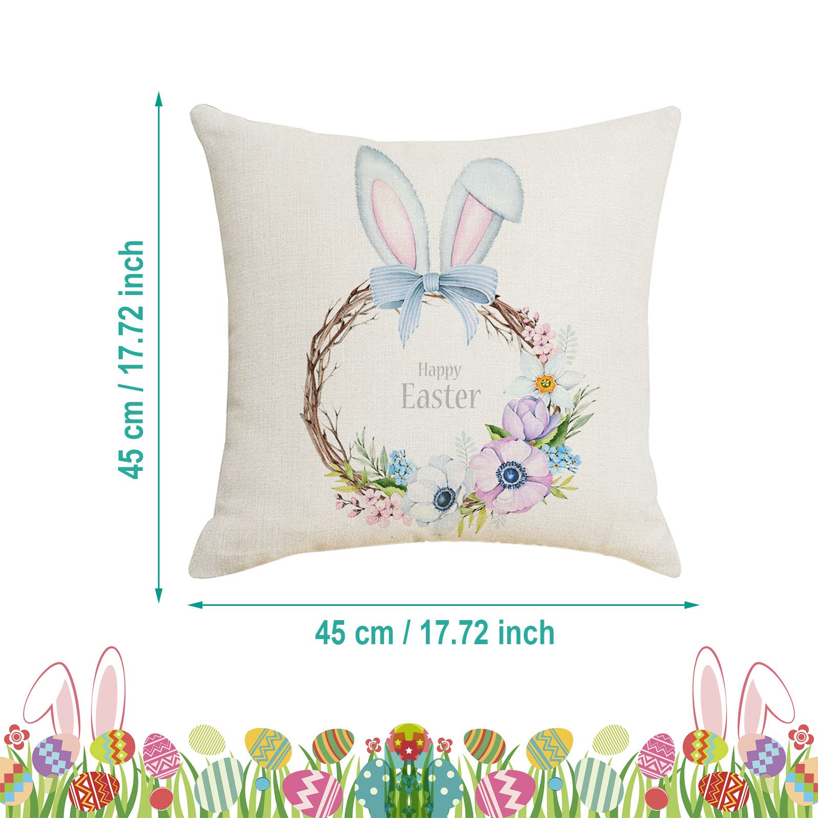 Set con simpatici coniglietti pasquali con uova colorate | Vettore Premium