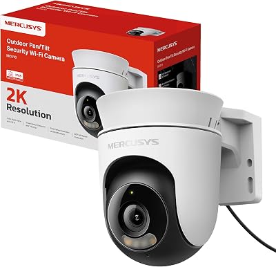 MERCUSYS MC510 Telecamera WiFi Esterno 2K 3MP, Videocamera Sorveglianza 360°, Visione Notturna a Colori, Audio a 2 Vie, Rilevamento di Movimento, Allarme/Notifica, Zona Privacy, Supporta microSD 512GB