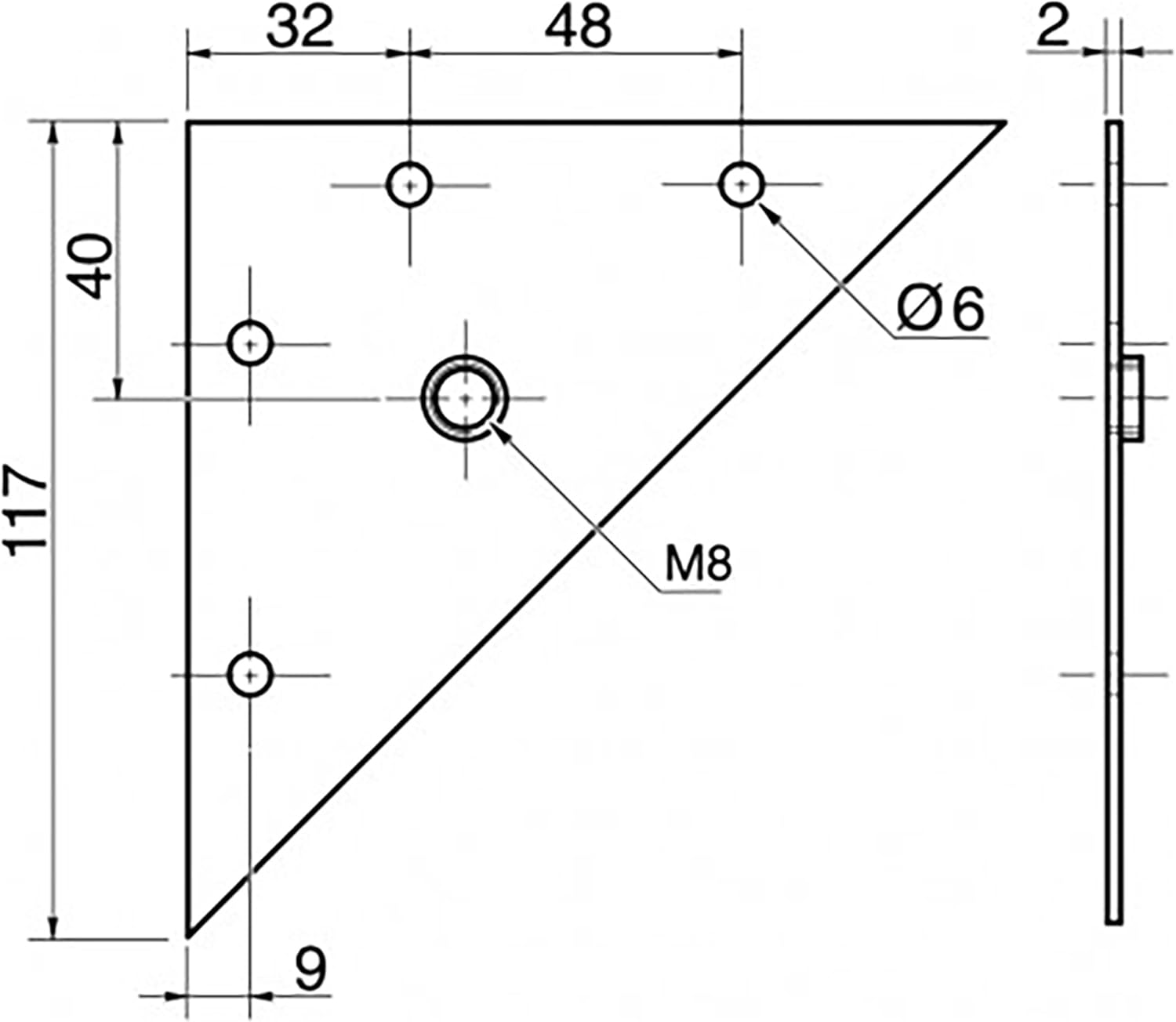 M8 Triangular Furniture Fixing Plates Flat Design Ideal to Attach Furniture Feet or Table Legs