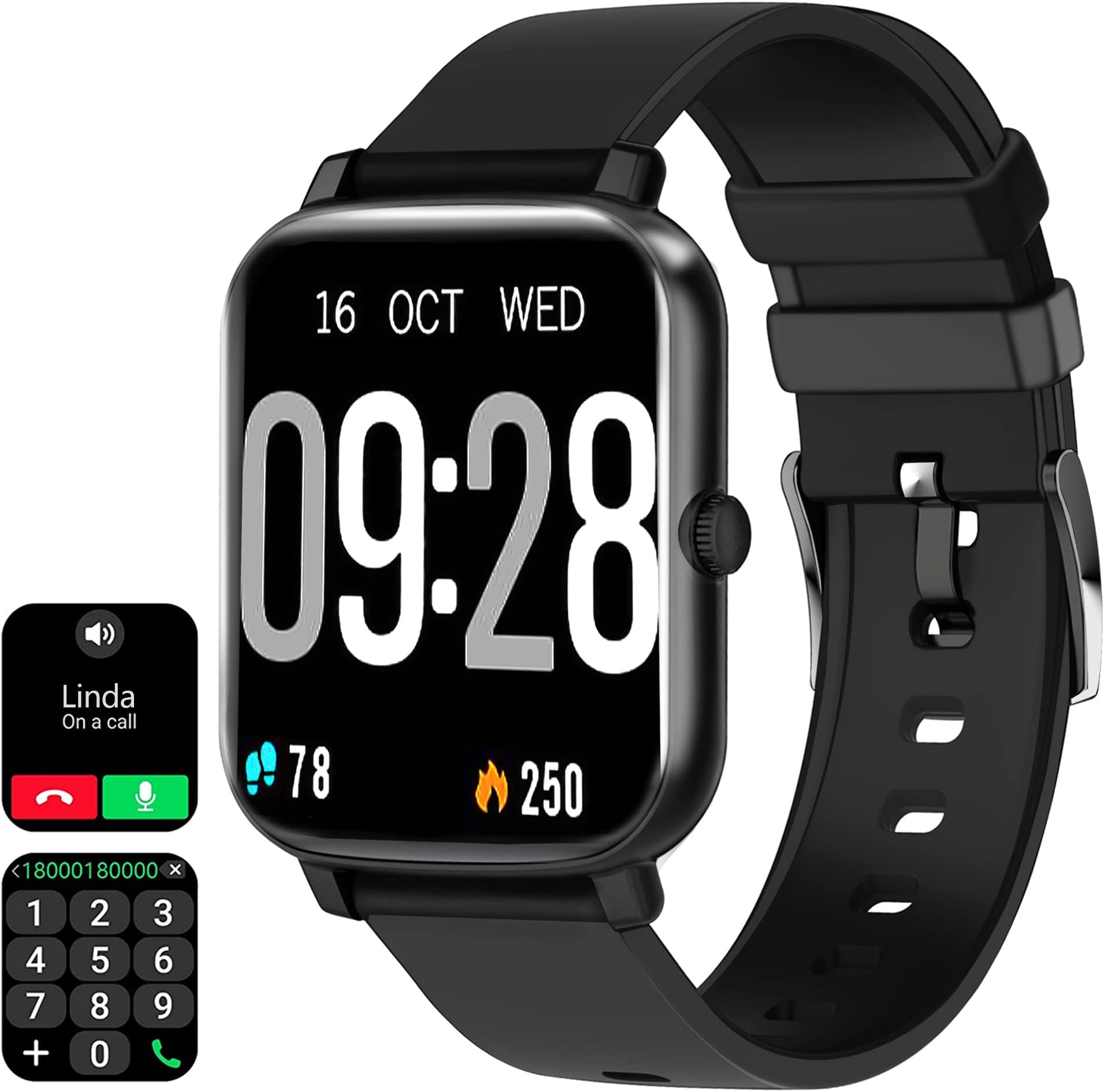 Smart Watch for Android Phones with Call Receive/Dial, 1.7“ IP68 Waterproof Fitness Tracker with Heart Rate SpO2, Sleep Tracker Voice Control Sport Activity Trackers Smartwatch for Women Men