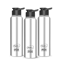 Pigeon Inox Hydra 900 ml Sipper (Pack of 3, Black, Steel/Chrome, Steel)