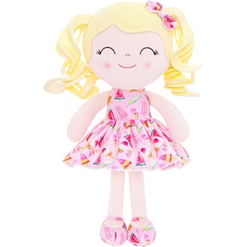 Gloveleya Doll Baby Dolls Soft Rag Doll Baby Girl Gifts Curly Spring Girl - Yellow Hair Ice Cream 12inches