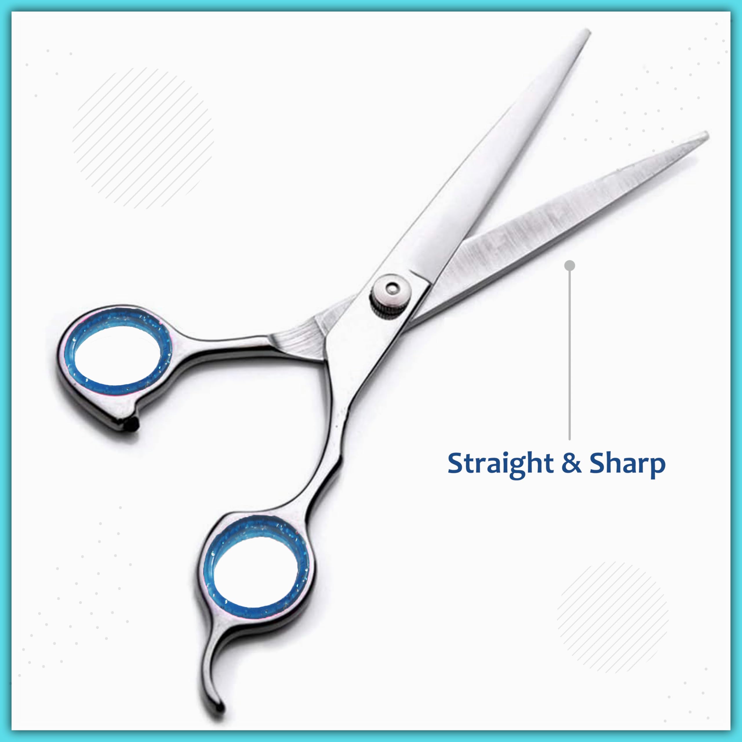 Dog Grooming Scissor Straight 6" Premium Stainless Steel with Curved Safety Round Tip Ergonomic Offset Handle Titanium Coating Shears for Dogs Cats & Pets for Home Grooming Hair Cutting Trimming - Image 2