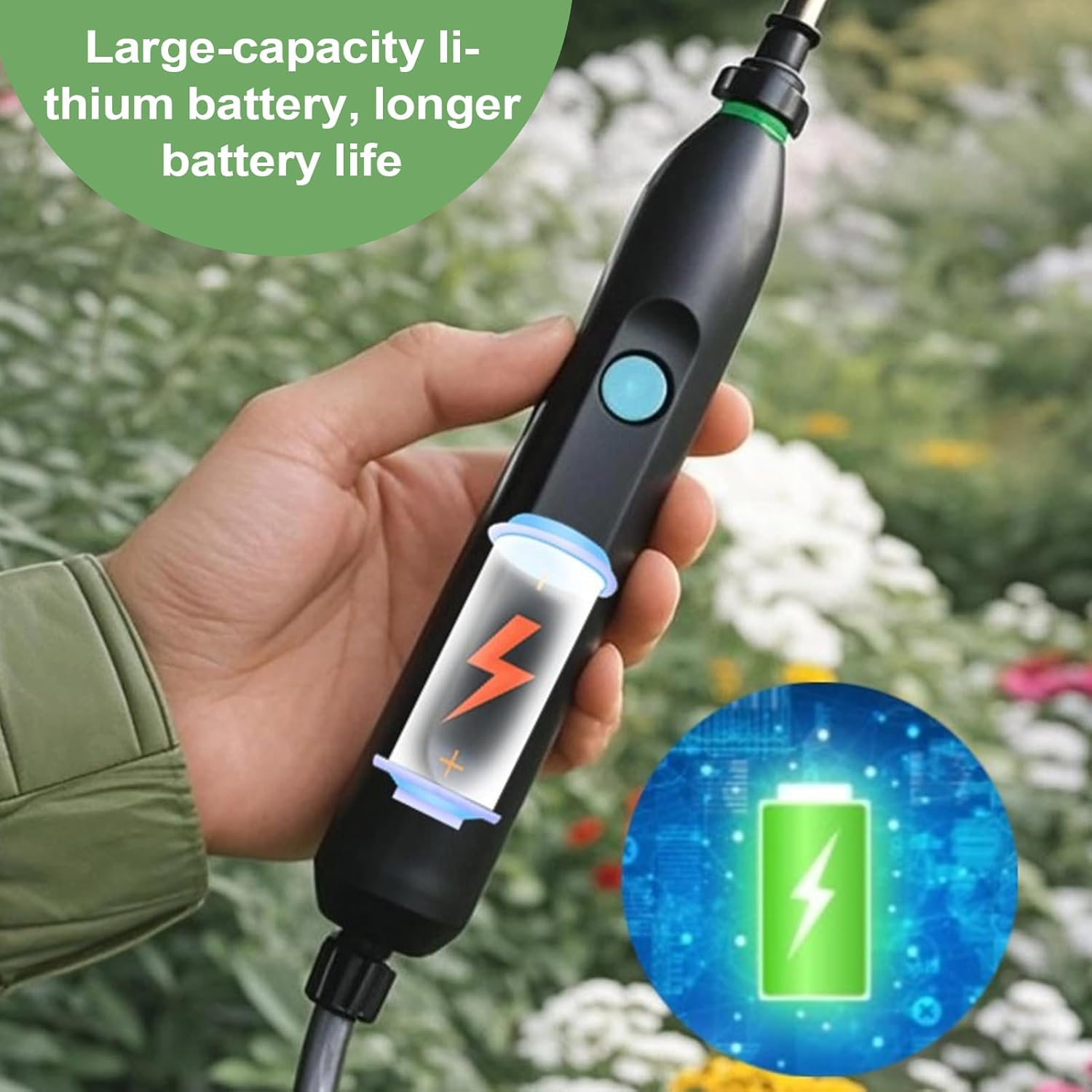 電動スプレーワンド、充電式芝生伸縮式スプレーワンド | 複数のノズルデザイン 電動散水ハンドル 芝生 庭 草 野菜 花 肥料用