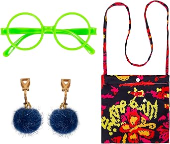 Encanto Purse Maribel Purse Set for Girls Maribel Earrings,Dress Up Bag Green Glasses Blue Earrings, Halloween Costume Accessories for Mirabel, Dress Up Costume Accessorie