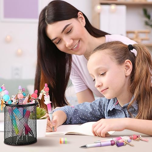 Vista 2 de Lewtemi Kit de fabricación de bolígrafos Beadable, 12 juegos de bolígrafos de cuentas surtidos, cuentas de silicona, cuentas espaciadoras