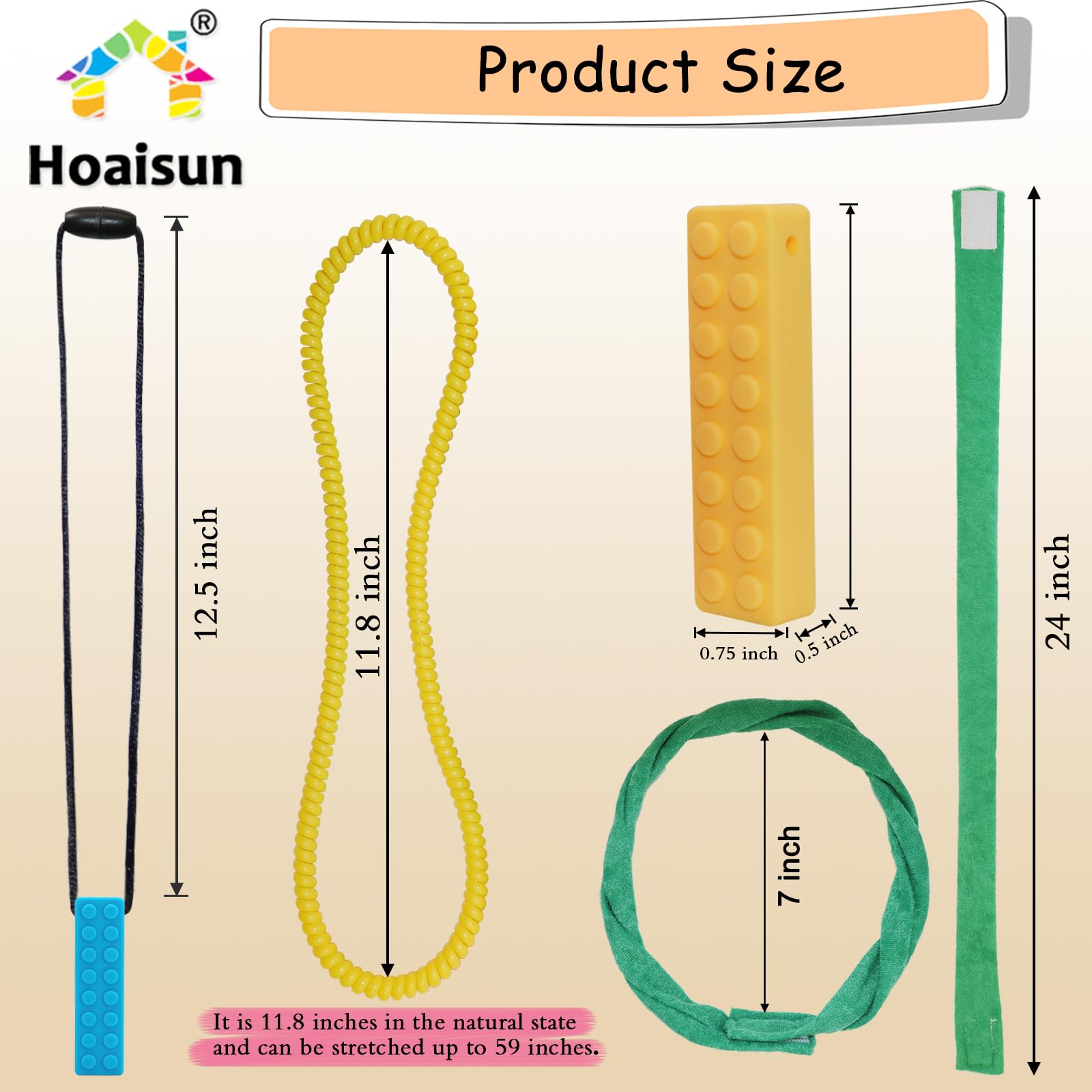 Paquete de 12 collares sensoriales para masticar, collar elástico masticable, juguetes sensoriales para niños con autismo, TDAH, mordeduras, necesidades de dentición, bloques de silicona, juguetes 5