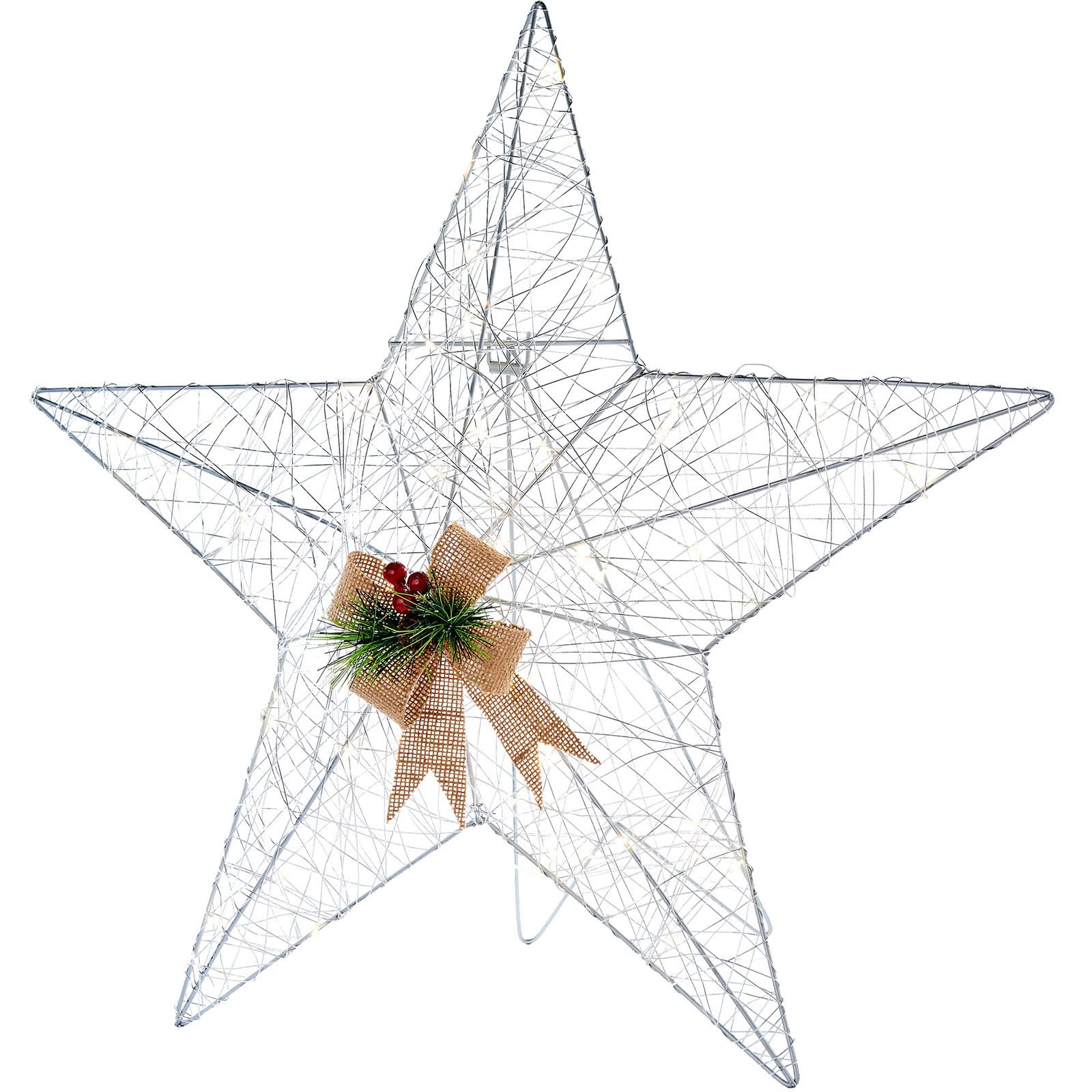 WeRChristmas Pre-Lit 2D Silver Star Decoration