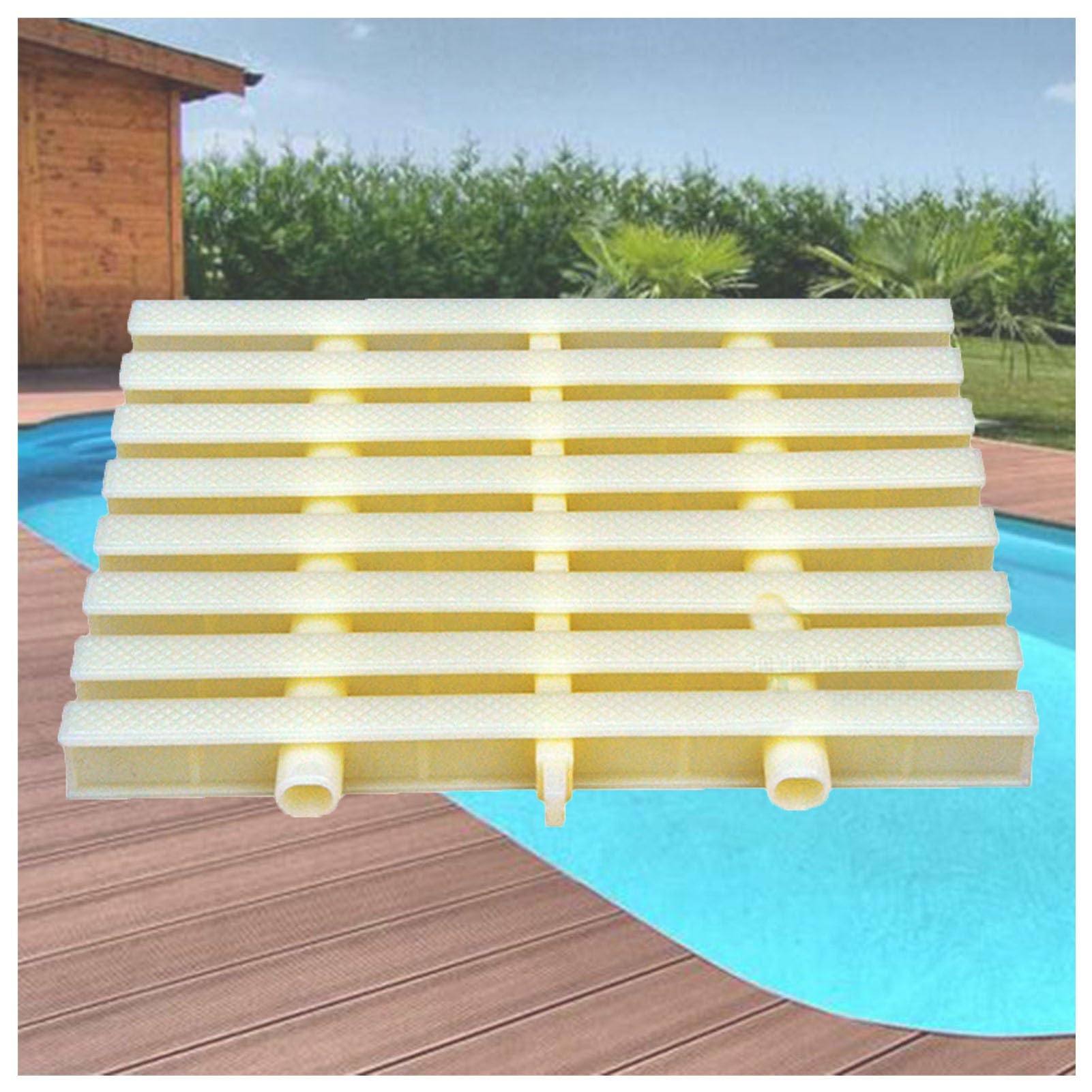GJMSSMY ABS Pool Grate, 360° Flexible Channel Drain for Swimming Pools, Splicing Drainage System, Ideal for Open Decks, Bathrooms & Kitchens (15x100CM, 8 PCS)